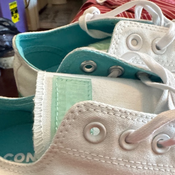 Converse White and Aqua Canvas Shoes - Picture 4 of 8